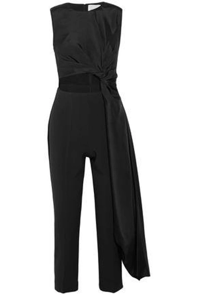 Roksanda Thurloe Draped Cutout Jersey And Crepe Jumpsuit In Black