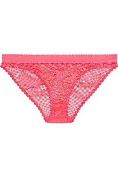 Stella Mccartney Woman Lace And Mesh Low-rise Briefs Bubblegum