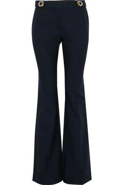 Derek Lam 10 Crosby Woman Eyelet-embellished Cotton-blend Twill Bootcut Pants Midnight Blue