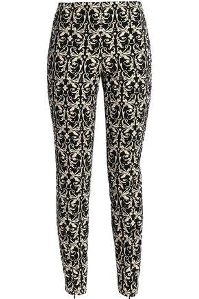 Alice And Olivia Royce Cropped Jacquard Leggings In Black