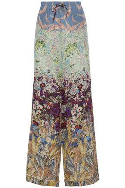 Valentino Woman Floral-print Silk Crepe De Chine Wide-leg Pants Multicolor