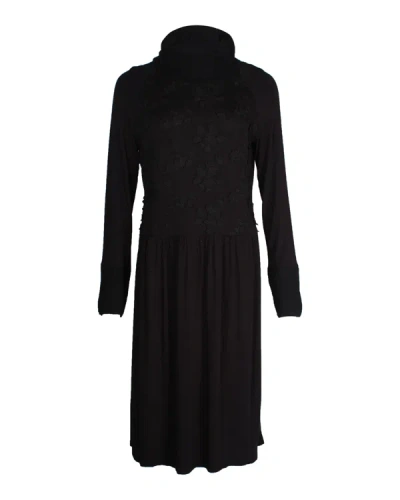 Max Mara Weekend Embroidery Floral Dress In Black Viscose