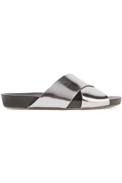 Atp Atelier Doris Metallic Leather Slides In Silver