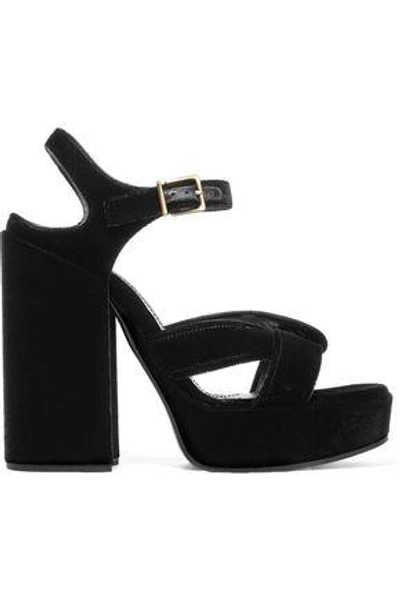 Jil Sander Woman Twisted Velvet Platform Sandals Black