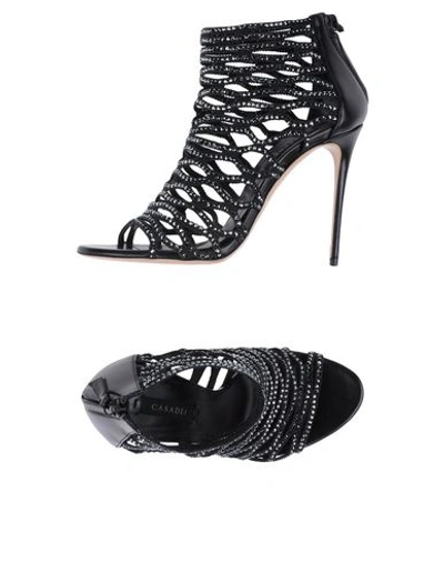 Casadei Duse Crystal-embellished Woven And Leather Sandals In Black