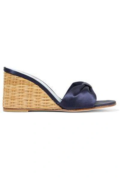 Mr By Man Repeller Woman Satin Wedge Sandals Navy