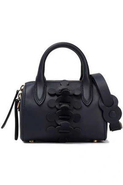 Anya Hindmarch Woman Vere Barrel Mini Appliquéd Leather Tote Midnight Blue