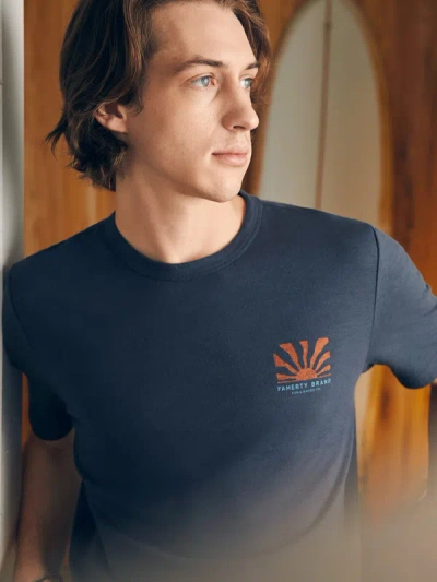 Faherty Sunwashed Graphic T-shirt In Dune Navy