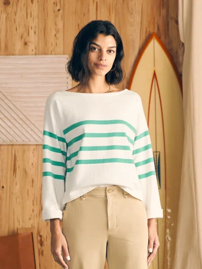 Faherty Sport Jersey Long-sleeve T-shirt In Green Cape May Stripe