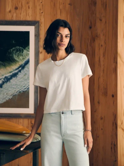 Faherty Sunwashed Cropped Crew T-shirt In White