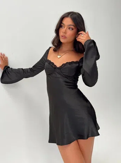 Princess Polly Lower Impact Moniz Long Sleeve Mini Dress In Black