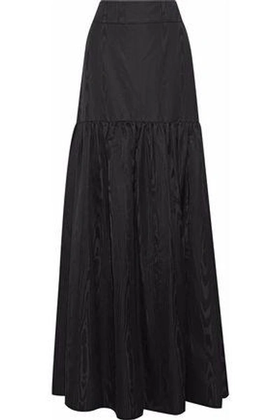 Temperley London Woman Gathered Silk-moire Maxi Skirt Black