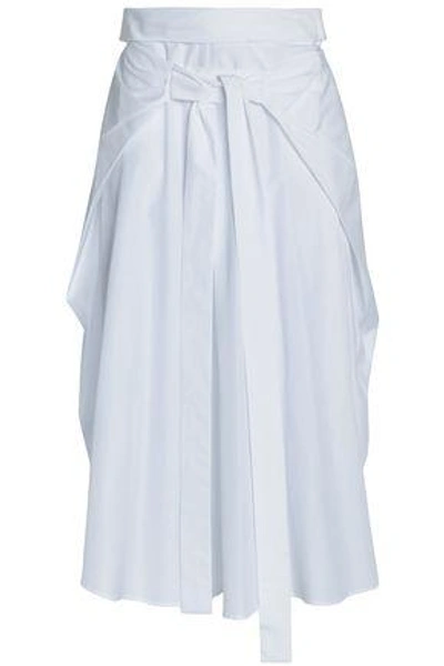 Jil Sander Woman Tie-front Cotton-poplin Midi Skirt White