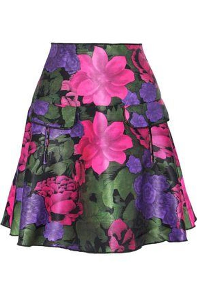Oscar De La Renta Woman Neon Neoprene Mini Skirt Multicolor