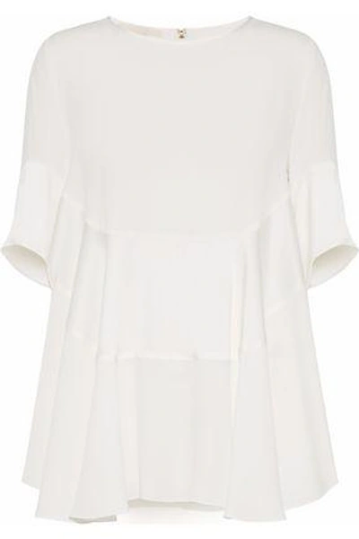 Antonio Berardi Woman Draped Satin-paneled Crepe Blouse White