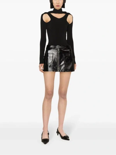 Courrèges Courr??ges Women Buckle Zipped Vinyl Mini Skirt In 9999 Black