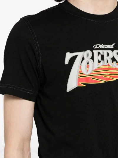 Diesel Men 78ers Logo T-shirt In 9xx Black
