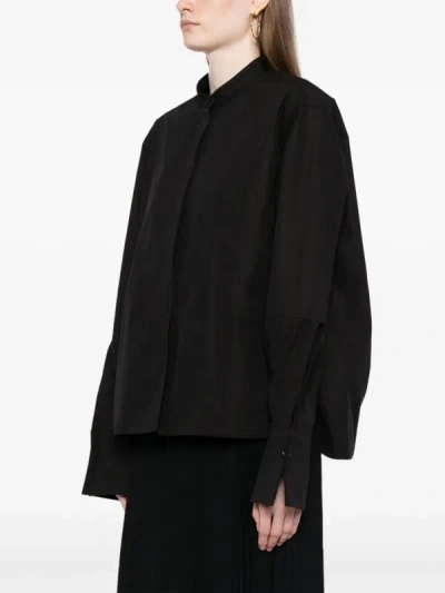 Jil Sander Women Stand Collar Shirt In 001 Black