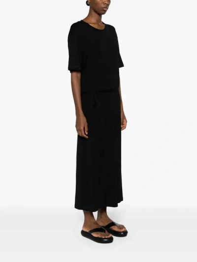 Lemaire Women Belted Rib T-shirt Dress In Bk999 Black