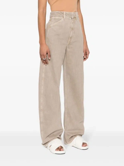 Lemaire Women High Waisted Curved Pants In Bg229 Denim Snow Beige