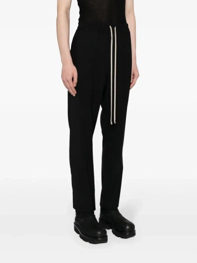 Rick Owens Men Drawstring Slim Long Pants In Black