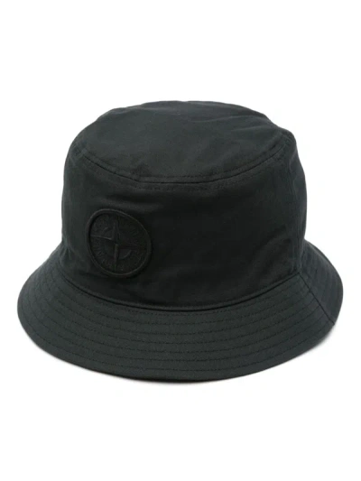 Stone Island Men Logo Print Fisherman Hat In V0029 Black