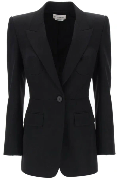 Alexander Mcqueen Fitted Jacket With Bustier Details In Black