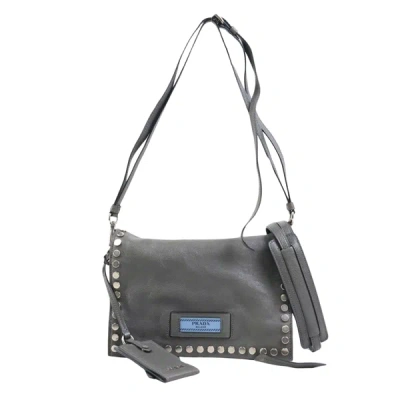 Prada Grey Leather Shopper Bag ()