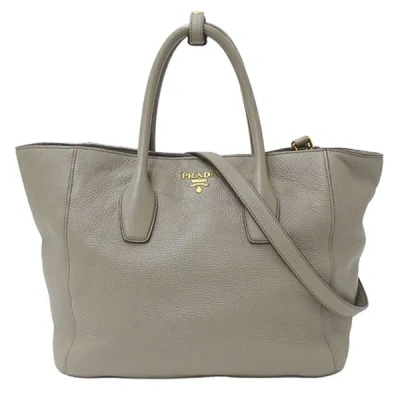 Prada Grey Leather Tote Bag ()