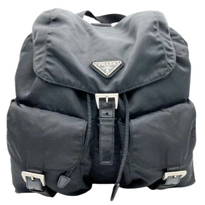 Prada Tessuto Black Synthetic Backpack Bag () In Gray