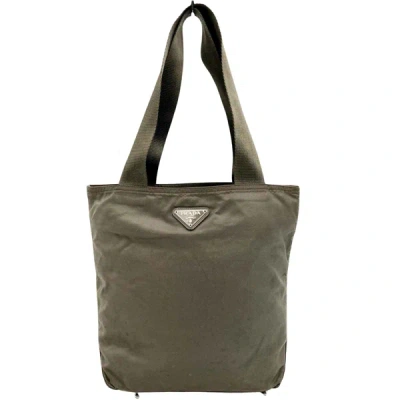 Prada Tessuto Khaki Synthetic Tote Bag () In Green