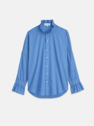 Alex Mill Blake Ruffle Shirt In Cotton Voile In Coastal Blue