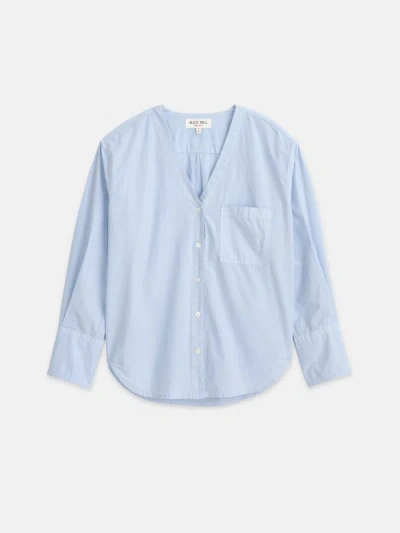 Alex Mill Crosby V-neck Shirt In Paper Poplin In Calm Blue