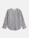 Alex Mill Crosby V-neck Shirt In Striped Paper Poplin In Charcoal/white