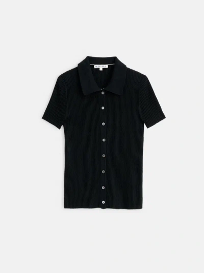 Alex Mill Suzanne Ribbed Polo In Black