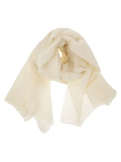 Max Mara Eleonor - Wool, Silk And Linen Jacquard Stole In Ivory