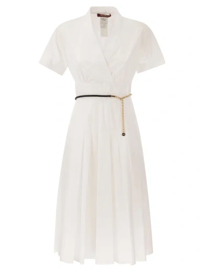 Max Mara Studio Alatri Crossed Poplin Dress In White