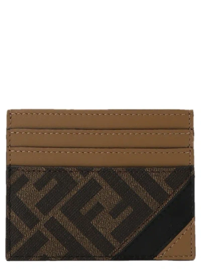 Fendi Diagonal Wallets, Card Holders In Brown