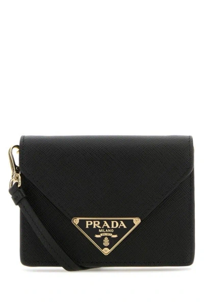 Prada Woman Black Leather Cardholder