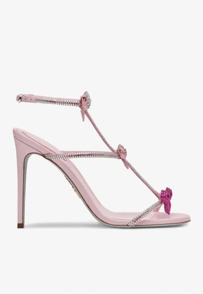René Caovilla Caterina 105 Crystal-embellished Bow Sandals In Pink