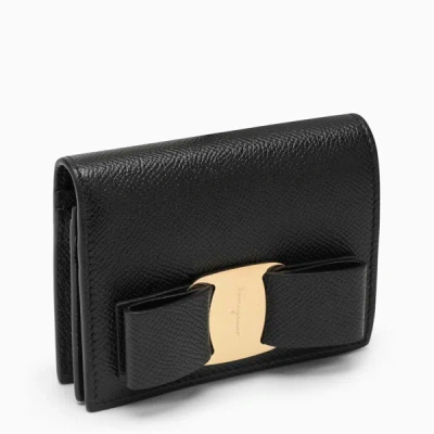 Ferragamo Vara Bow Credit Card Holder Black Leather