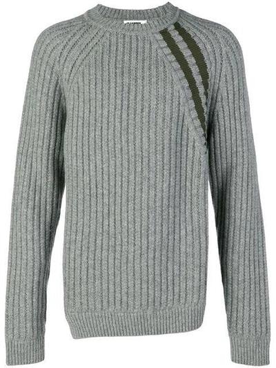 Jil Sander Diagonal Stripe Knit Sweater In 032 Grey