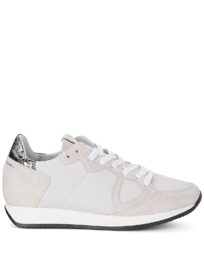 Philippe Model Tropez Vintage West White And Grey Leather And Suede Sneaker. In Bianco