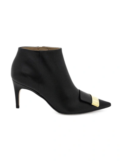 Sergio Rossi Pointed Black Nappa Ankle Boot. In Nero