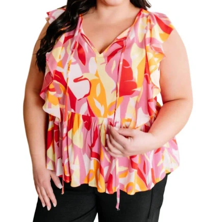 Emily Wonder Tie Front Blouse In Colorful Multi