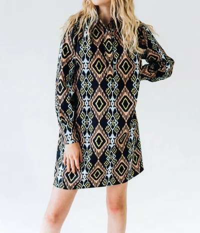 Never A Wallflower Long Sleeve Everything Dress In Ikat In Multi