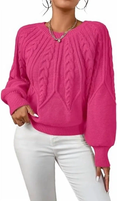 Lovely Melody Cozy Cable Knit Sweater In Pink