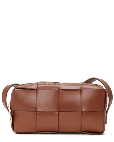 Tiffany & Fred Paris Woven Leather Crossbody In Brown