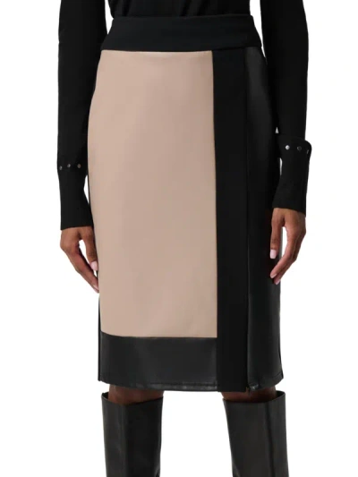 Joseph Ribkoff Heavy Knit And Faux Leather Pencil Skirt In Black