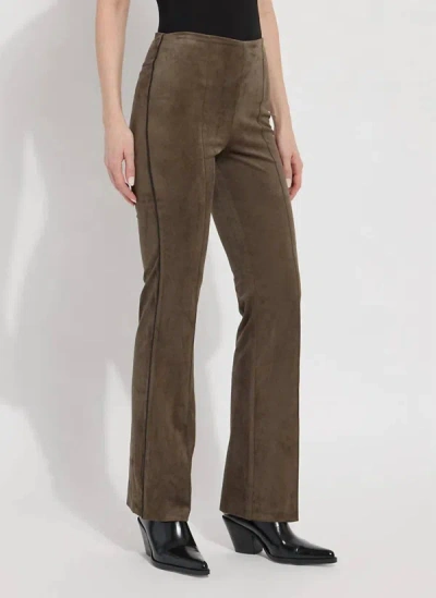 Lyssé Elysse Suede Pant In Green Smoke In Brown